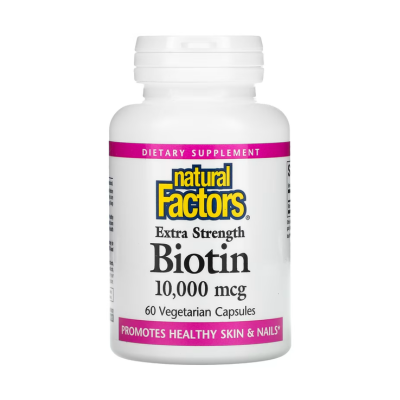Natural Factors, Extra Strength Biotin, 10,000 mcg, 60 Vegetarian Capsules