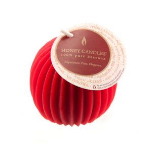 Honey Candles' Red Beeswax Fluted Sphere Candle
