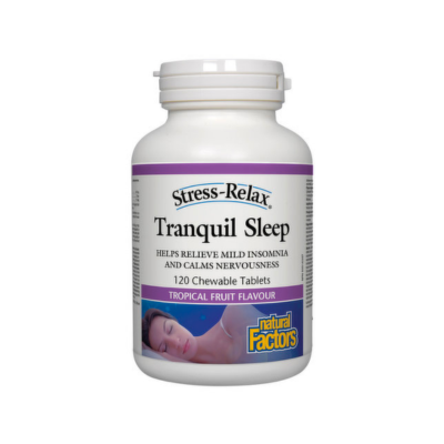 Natural Factors Stress Relax Tranquil Sleep Chews Tropical Fruit, 120 Tablets