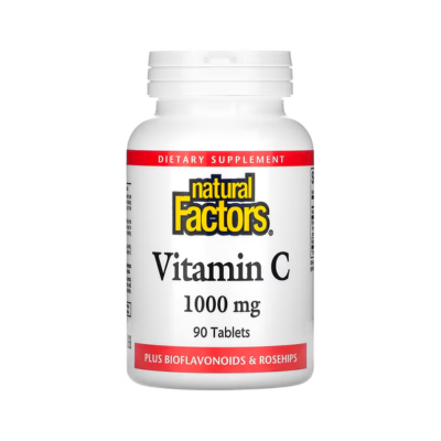 Natural Factors, Vitamin C, Plus Bioflavonoids & Rosehips, 1,000 mg, 90 Tablets (Non-Timed)