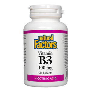 Natural Factors Vitamin B3 100mg, Nicotinic Acid, 90 Tablets