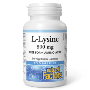 Natural Factors L-Lysine Amino Acid 500MG 90 Vegetarian Capsules